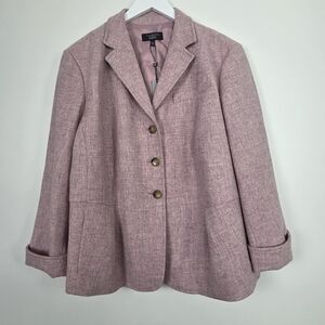 NWT TALBOTS Wool Blazer Grace-fit Flattering Jacket Heather-Pink 20W Petite